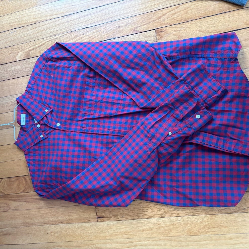 J Crew- Red and Blue Checkered Button-Up Shirt